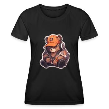 Bär Bären Hipster Bär Bären Braunbär - Frauen Funktions-T-Shirt - Schwarz - Vorne - AI Model Female 172 light (172cm)