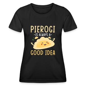 Boulettes Pierogi - T-shirt sport Femme - noir - Devant - AI Model Female 172 light (172cm)