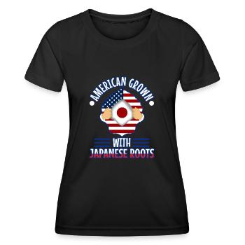 American grown with japanese roots - Frauen Funktions-T-Shirt - Schwarz - Vorne - AI Model Female 172 light (172cm)