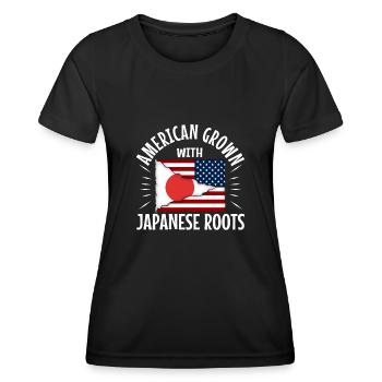 American grown with japanese roots - Frauen Funktions-T-Shirt - Schwarz - Vorne - AI Model Female 172 light (172cm)