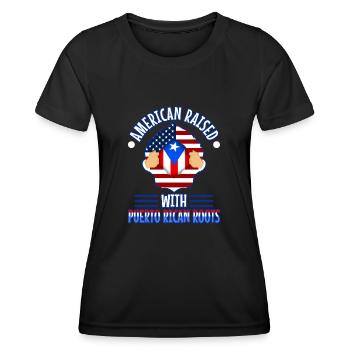 American raised with puerto rican roots - Frauen Funktions-T-Shirt - Schwarz - Vorne - AI Model Female 172 light (172cm)