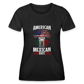 American raised with Mexican roots - Frauen Funktions-T-Shirt - Schwarz - Vorne - AI Model Female 172 light (172cm)