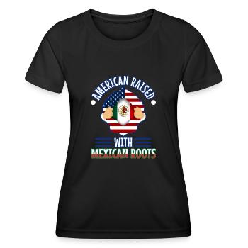 American raised with Mexican roots - Frauen Funktions-T-Shirt - Schwarz - Vorne - AI Model Female 172 light (172cm)