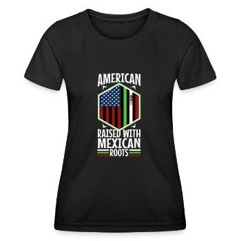 American raised with Mexican roots - Frauen Funktions-T-Shirt - Schwarz - Vorne - AI Model Female 172 light (172cm)
