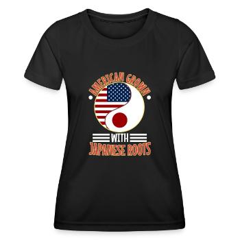 American grown with japanese roots - Frauen Funktions-T-Shirt - Schwarz - Vorne - AI Model Female 172 light (172cm)
