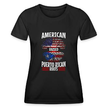 American raised with puerto rican roots - Frauen Funktions-T-Shirt - Schwarz - Vorne - AI Model Female 172 light (172cm)