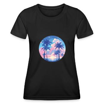 Palmiers Palmiers Coucher de soleil palmiers plage - T-shirt sport Femme - noir - Devant - AI Model Female 172 light (172cm)