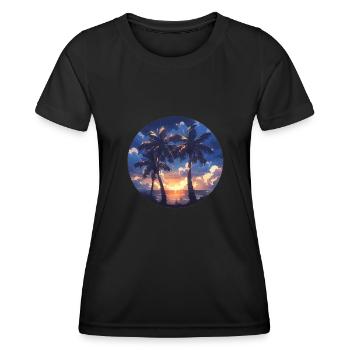 Palm tree palm tree palm tree sunset palm beach - Women's Functional T-Shirt - black - Front - AI Model Female 172 light (172cm)