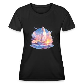 Voile, voile, voilier, voilier, voyage à la voile - T-shirt sport Femme - noir - Devant - AI Model Female 172 light (172cm)