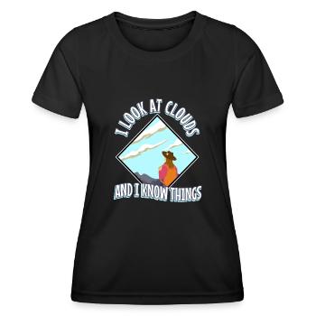 I Look At Clouds And I Know Things - Frauen Funktions-T-Shirt - Schwarz - Vorne - AI Model Female 172 light (172cm)