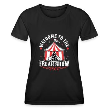 Bienvenue au freak show - T-shirt sport Femme - noir - Devant - AI Model Female 172 light (172cm)