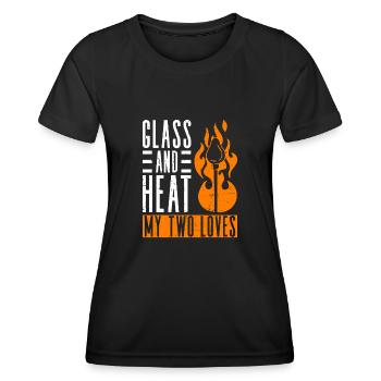 Glass and Warmth - My Two Loves - Glassblowers - Women's Functional T-Shirt - black - Front - AI Model Female 172 light (172cm)