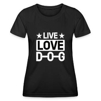Live Love Dog - T-shirt sport Femme - noir - Devant - AI Model Female 172 light (172cm)
