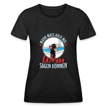 Man muss auch mal wein sagen können - Frauen Funktions-T-Shirt - Schwarz - Vorne - AI Model Female 172 light (172cm)