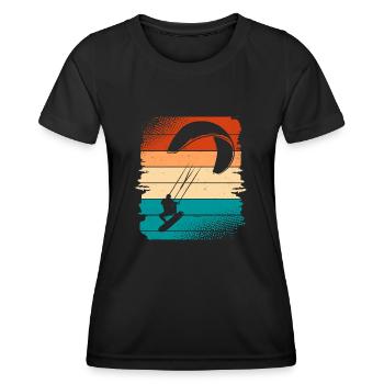 Kitesurfen Kitesurf Kitesurfer Kiteboard - Frauen Funktions-T-Shirt - Schwarz - Vorne - AI Model Female 172 light (172cm)