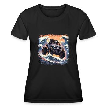Monstertruck - Frauen Funktions-T-Shirt - Schwarz - Vorne - AI Model Female 172 light (172cm)