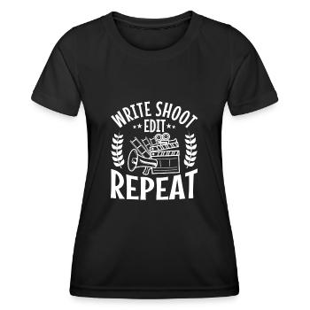 Write Shoot Edit Repeat - Women's Functional T-Shirt - black - Front - AI Model Female 172 light (172cm)