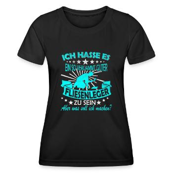 Fliesenleger Sprüche Spruch - Frauen Funktions-T-Shirt - Schwarz - Vorne - AI Model Female 172 light (172cm)