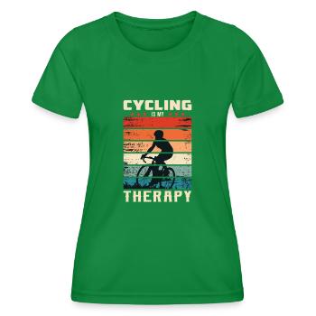 Cycling Is My Therapy - Frauen Funktions-T-Shirt - Kelly Green - Vorne - AI Model Female 172 dark (172cm)