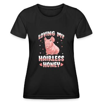 Cochon d’Inde sans poils Cochon maigre - T-shirt sport Femme - noir - Devant - AI Model Female 172 light (172cm)