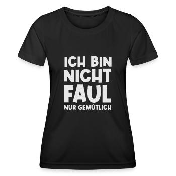 Faulheit Faulpelz Lustiger Spruch - Frauen Funktions-T-Shirt - Schwarz - Vorne - AI Model Female 172 light (172cm)