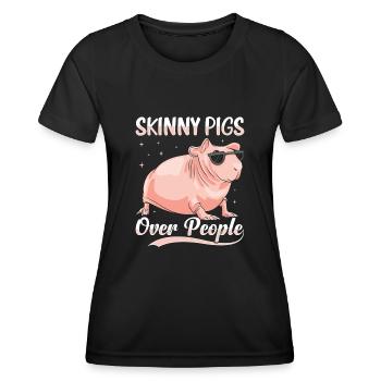 Cochon d’Inde sans poils Cochon maigre - T-shirt sport Femme - noir - Devant - AI Model Female 172 light (172cm)