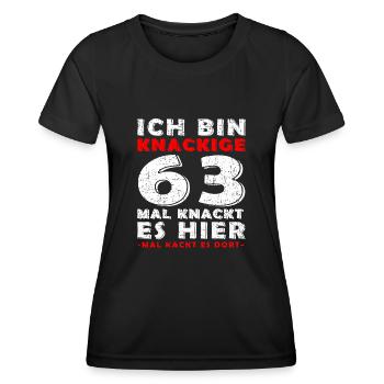 63. Geburtstag Geschenk Knackige 63 1960 - Frauen Funktions-T-Shirt - Schwarz - Vorne - AI Model Female 172 light (172cm)