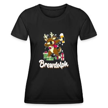 Brewdolph Funny Beer Lover Reindeer - Women's Functional T-Shirt - black - Front - AI Model Female 172 light (172cm)