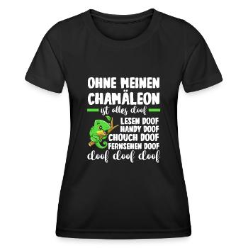 Ohne meinen Chamäleon ist alles doof - Frauen Funktions-T-Shirt - Schwarz - Vorne - AI Model Female 172 light (172cm)