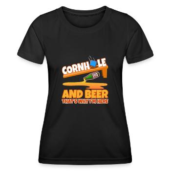 Cornhole and beer thats why im here - Frauen Funktions-T-Shirt - Schwarz - Vorne - AI Model Female 172 light (172cm)