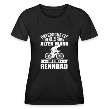 Rennrad Rennradfahrer Radsport Radrennen Fahrrad - Frauen Funktions-T-Shirt - Schwarz - Vorne - AI Model Female 172 light (172cm)