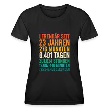 23 Jahre Dreiundzwanzigster Geburtstag - Frauen Funktions-T-Shirt - Schwarz - Vorne - AI Model Female 172 light (172cm)