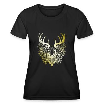 Hirsch Mandala gold - Frauen Funktions-T-Shirt - Schwarz - Vorne - AI Model Female 172 light (172cm)