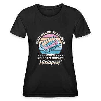 Vintage Music Lover Retro Cassette Tape 80s - Women's Functional T-Shirt - black - Front - AI Model Female 172 light (172cm)