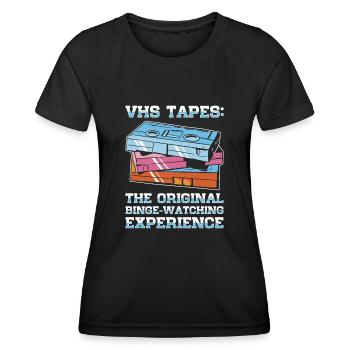 Vintage Movie Lover Retro Vhs Cassette 80s 90s - Women's Functional T-Shirt - black - Front - AI Model Female 172 light (172cm)