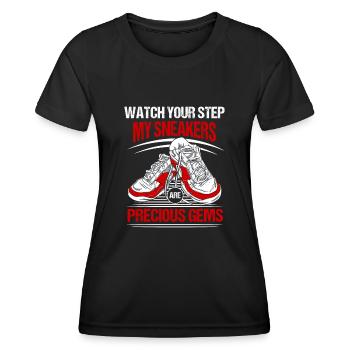 Chaussure Collector Shoemaker Sneaker Addict - T-shirt sport Femme - noir - Devant - AI Model Female 172 light (172cm)