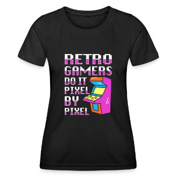 Video Players Retro Gamer Gaming Classic 80s - Women's Functional T-Shirt - black - Front - AI Model Female 172 light (172cm)