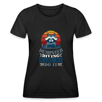 Raccoon Lover Garbage Collecting Garbage Container - Women's Functional T-Shirt - black - Front - AI Model Female 172 light (172cm)