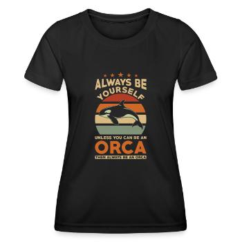 Orca Wal Spruch - Frauen Funktions-T-Shirt - Schwarz - Vorne - AI Model Female 172 light (172cm)