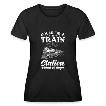 Train journey - Women's Functional T-Shirt - black - Front - AI Model Female 172 light (172cm)