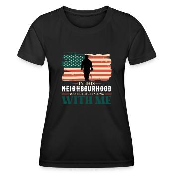 Quartier des anciens combattants patriotes - T-shirt sport Femme - noir - Devant - AI Model Female 172 light (172cm)