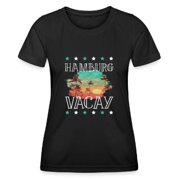 Hambourg Tourisme - T-shirt sport Femme - noir - Devant - AI Model Female 172 light (172cm)