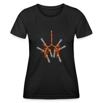Motorsäge Förster Geschenk Männer Baumpfleger - Frauen Funktions-T-Shirt - Schwarz - Vorne - AI Model Female 172 light (172cm)