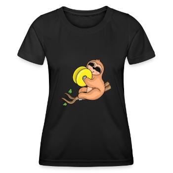 Faultier Musik Becken Instrument Orchester Kinder - Frauen Funktions-T-Shirt - Schwarz - Vorne - AI Model Female 172 light (172cm)