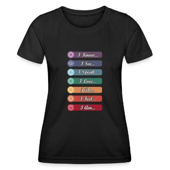 Yoga Chakra Symbole - Frauen Funktions-T-Shirt - Schwarz - Vorne - AI Model Female 172 light (172cm)