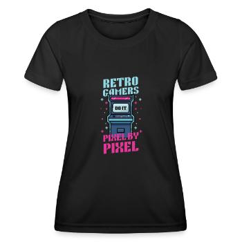 Video Players Retro Gamer Gaming Classic 80s - Women's Functional T-Shirt - black - Front - AI Model Female 172 light (172cm)