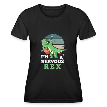 Conception de l’anxiété Je suis un Rex nerveux - T-shirt sport Femme - noir - Devant - AI Model Female 172 light (172cm)