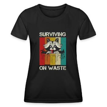 Raccoon lover garbage collecting garbage containers - Women's Functional T-Shirt - black - Front - AI Model Female 172 light (172cm)