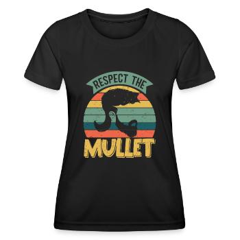 Mullet Coiffure Vokuhila Coiffure - T-shirt sport Femme - noir - Devant - AI Model Female 172 light (172cm)