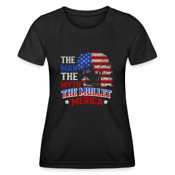 Mullet Coiffure Vokuhila Coiffure - T-shirt sport Femme - noir - Devant - AI Model Female 172 light (172cm)